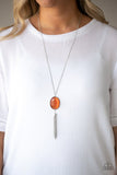 Tasseled Tranquility - Orange Necklace - Paparazzi Accessories Necklace Bedazzle Me Pretty Mobile Fashion Boutique