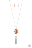 Tasseled Tranquility - Orange Necklace - Paparazzi Accessories Necklace Bedazzle Me Pretty Mobile Fashion Boutique