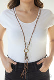 Tasseled Trinket - Brass Necklace - Paparazzi Accessories Necklace Bedazzle Me Pretty Mobile Fashion Boutique