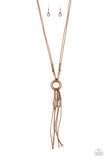 Tasseled Trinket - Copper Necklace - Paparazzi Accessories Necklace Bedazzle Me Pretty Mobile Fashion Boutique