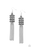 Tasteful Tassel - Silver Earrings - Paparazzi Accessories Earrings Bedazzle Me Pretty Mobile Fashion Boutique