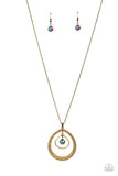 Tasteful Teardrops - Brass Necklace - Paparazzi Accessories Necklace Bedazzle Me Pretty Mobile Fashion Boutique