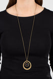 Tasteful Teardrops - Brass Necklace - Paparazzi Accessories Necklace Bedazzle Me Pretty Mobile Fashion Boutique