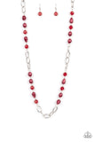 Tea Party Tango - Red Necklace - Paparazzi Accessories Necklace Bedazzle Me Pretty Mobile Fashion Boutique