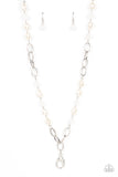 Tea Party Tango - White Lanyard - Paparazzi Accessories Lanyard Bedazzle Me Pretty Mobile Fashion Boutique