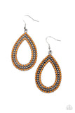 Tear Tracks - Orange Earrings - Paparazzi Accessories Earrings Bedazzle Me Pretty Mobile Fashion Boutique