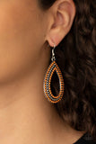 Tear Tracks - Orange Earrings - Paparazzi Accessories Earrings Bedazzle Me Pretty Mobile Fashion Boutique