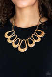 Teardrop Envy - Gold Necklace - Paparazzi Accessories Necklace Bedazzle Me Pretty Mobile Fashion Boutique