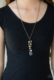 Teardrop Serenity - Brass Necklace - Paparazzi Accessories Necklace Bedazzle Me Pretty Mobile Fashion Boutique
