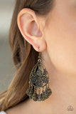 Teardrop Tempo - Brass Earrings - Paparazzi Accessories Earrings Bedazzle Me Pretty Mobile Fashion Boutique