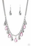 Teardrop Timbre - Pink Necklace - Paparazzi Accessories Necklace Bedazzle Me Pretty Mobile Fashion Boutique
