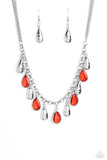 Teardrop Timbre - Red Necklace - Paparazzi Accessories Necklace Bedazzle Me Pretty Mobile Fashion Boutique
