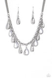 Teardrop Timbre - White Necklace - Paparazzi Accessories Necklace Bedazzle Me Pretty Mobile Fashion Boutique