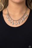 Teardrop Timbre - White Necklace - Paparazzi Accessories Necklace Bedazzle Me Pretty Mobile Fashion Boutique