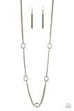 Teardrop Timelessness - Brass Necklace - Paparazzi Accessories Necklace Bedazzle Me Pretty Mobile Fashion Boutique
