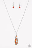 Teardrop Treasure - Orange Necklace - Paparazzi Accessories Necklace Bedazzle Me Pretty Mobile Fashion Boutique