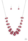 Tearoom Gossip - Red Necklace - Paparazzi Accessories Necklace FS-Bedazzle Me Pretty Mobile Fashion Boutique