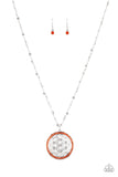Tearoom Twinkle - Orange Necklace - Paparazzi Accessories Necklace Bedazzle Me Pretty Mobile Fashion Boutique