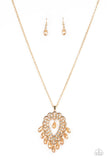 Teasable Teardrops - Gold Necklace - Paparazzi Accessories Necklace Bedazzle Me Pretty Mobile Fashion Boutique