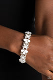 Teasing Torrent - White Bracelet - Paparazzi Accessories Bracelet Bedazzle Me Pretty Mobile Fashion Boutique