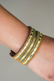 Teasingly Tomboy - Brass Bracelet - Paparazzi Accessories Bracelet Bedazzle Me Pretty Mobile Fashion Boutique