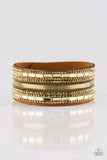 Teasingly Tomboy - Brass Bracelet - Paparazzi Accessories Bracelet Bedazzle Me Pretty Mobile Fashion Boutique