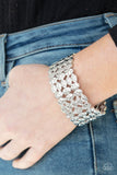 Tectonic Texture - Silver Bracelet - Paparazzi Accessories Bracelet Bedazzle Me Pretty Mobile Fashion Boutique