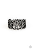 Tell Me How You Really FRILL - Black Ring - Paparazzi Accessories Ring Bedazzle Me Pretty Mobile Fashion Boutique