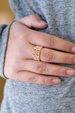 Tell Me How You Really FRILL - Rose Gold Ring - Paparazzi Accessories Ring Bedazzle Me Pretty Mobile Fashion Boutique