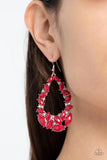 Tenacious Treasure - Red Earrings - Paparazzi Accessories Earrings Bedazzle Me Pretty Mobile Fashion Boutique