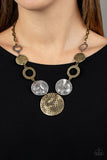 Terra Adventure - Brass Necklace - Paparazzi Accessories Necklace Bedazzle Me Pretty Mobile Fashion Boutique