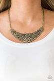 Terra Trailbreaker - Brass Necklace - Paparazzi Accessories Necklace Bedazzle Me Pretty Mobile Fashion Boutique