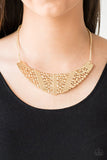 Terra Trailbreaker - Gold Necklace - Paparazzi Accessories Necklace Bedazzle Me Pretty Mobile Fashion Boutique