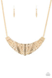 Terra Trailbreaker - Gold Necklace - Paparazzi Accessories Necklace Bedazzle Me Pretty Mobile Fashion Boutique
