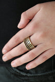 Textile Tease - Brass Ring - Paparazzi Accessories Ring Bedazzle Me Pretty Mobile Fashion Boutique
