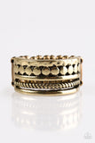 Textile Tease - Brass Ring - Paparazzi Accessories Ring Bedazzle Me Pretty Mobile Fashion Boutique