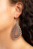 Texture Garden - Copper Earrings - Paparazzi Accessories Earrings Bedazzle Me Pretty Mobile Fashion Boutique