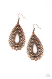 Texture Garden - Copper Earrings - Paparazzi Accessories Earrings Bedazzle Me Pretty Mobile Fashion Boutique