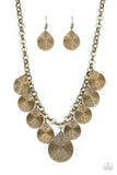 Texture Storm - Brass Necklace - Paparazzi Accessories Necklace Bedazzle Me Pretty Mobile Fashion Boutique