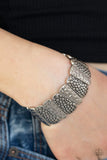 Texture Takedown - Silver Bracelet - Paparazzi Accessories Bracelet Bedazzle Me Pretty Mobile Fashion Boutique