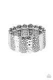 Texture Takedown - Silver Bracelet - Paparazzi Accessories Bracelet Bedazzle Me Pretty Mobile Fashion Boutique