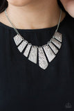 Texture Tigress - Silver Necklace - Paparazzi Accessories Necklace Bedazzle Me Pretty Mobile Fashion Boutique