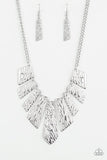 Texture Tigress - Silver Necklace - Paparazzi Accessories Necklace Bedazzle Me Pretty Mobile Fashion Boutique
