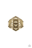 Texture Tracker - Brass Ring - Paparazzi Accessories Ring Bedazzle Me Pretty Mobile Fashion Boutique