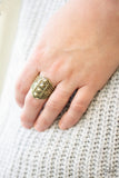 Texture Tracker - Brass Ring - Paparazzi Accessories Ring Bedazzle Me Pretty Mobile Fashion Boutique