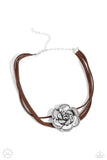 Textured Tapestry - Brown Necklace - Paparazzi Accessories Necklace Bedazzle Me Pretty Mobile Fashion Boutique