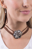 Textured Tapestry - Brown Necklace - Paparazzi Accessories Necklace Bedazzle Me Pretty Mobile Fashion Boutique