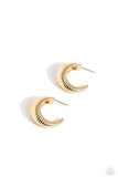 Textured Tenure - Gold Earrings - Paparazzi Accessories Earrings Bedazzle Me Pretty Mobile Fashion Boutique