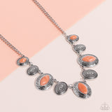 Textured Trailblazer - Orange Necklace - Paparazzi Accessories Necklace Bedazzle Me Pretty Mobile Fashion Boutique