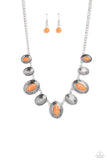 Textured Trailblazer - Orange Necklace - Paparazzi Accessories Necklace Bedazzle Me Pretty Mobile Fashion Boutique